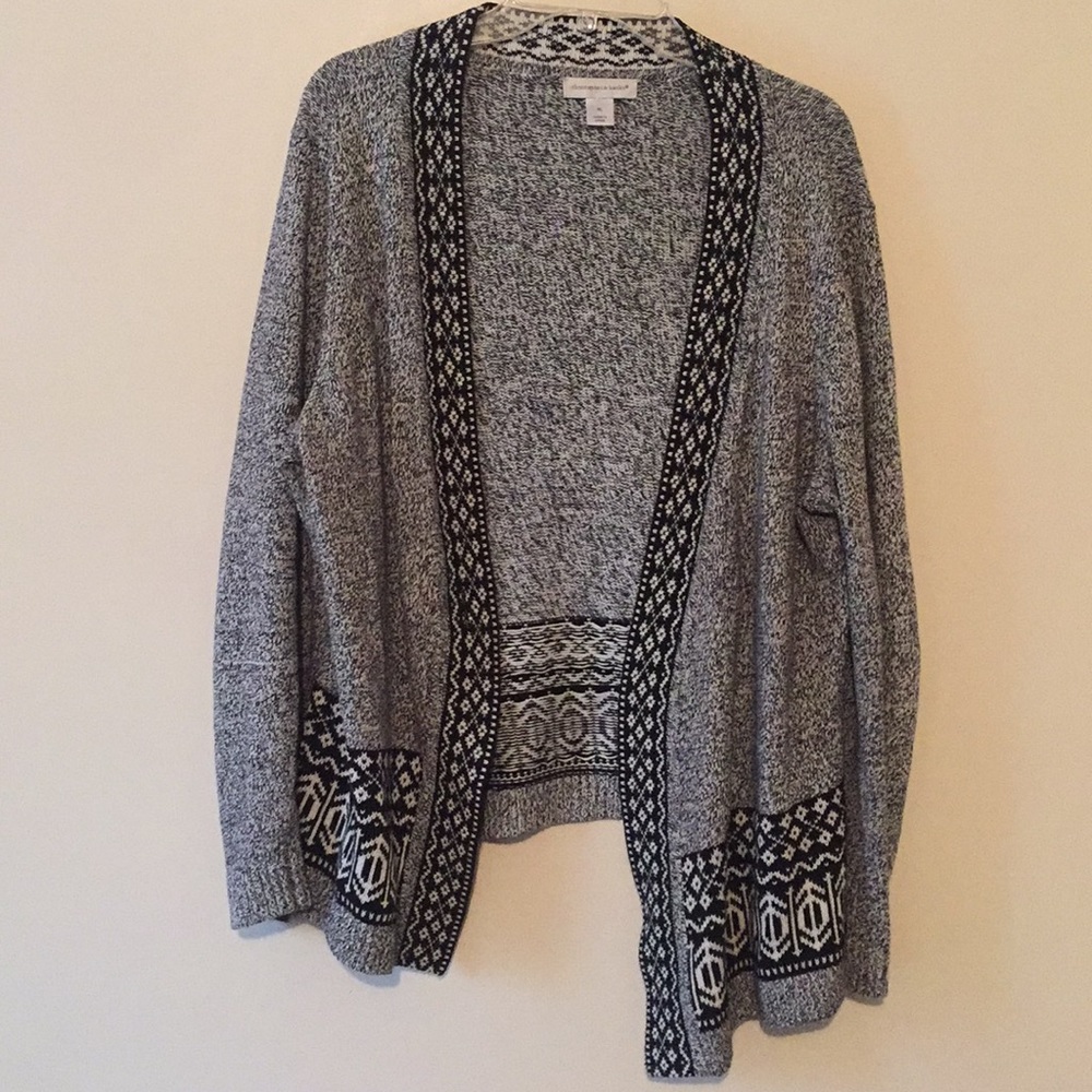 Oversized Black&White Patterned Open Cardigan XL